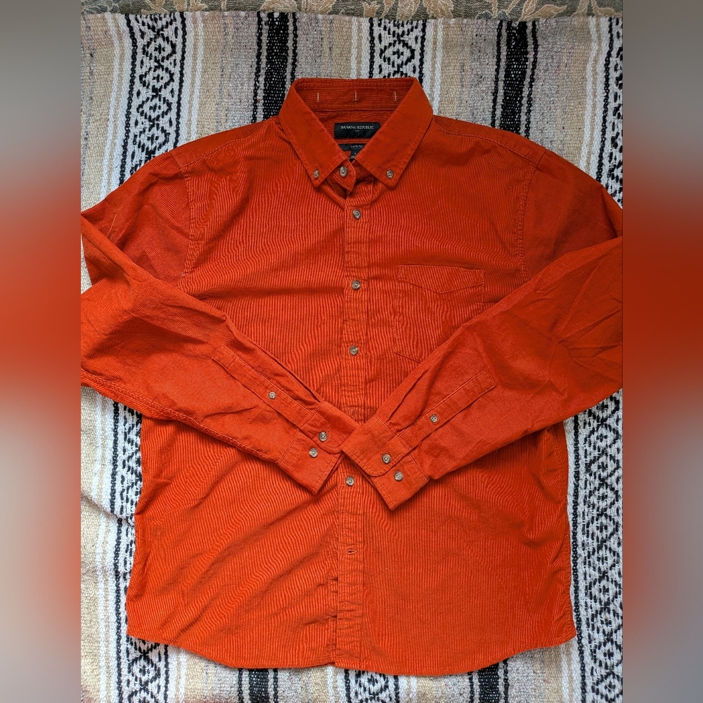 Banana Republic Rust Red Corduroy Button-Up Shirt